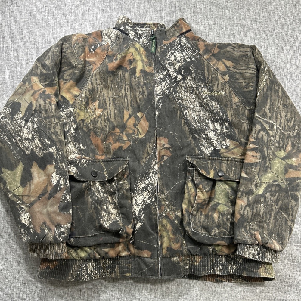 Vintage Mossy Oak Camo Jacket Mens 2XL Field Staff Full Zip Hunting Lined